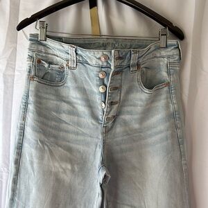 American Eagle Light Wash Distressed Flare jeans